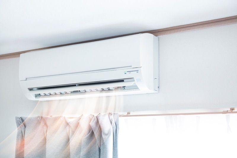 Ductless ACs Improve Indoor Air Quality and Control Humidity. Ductless unit active in home.
